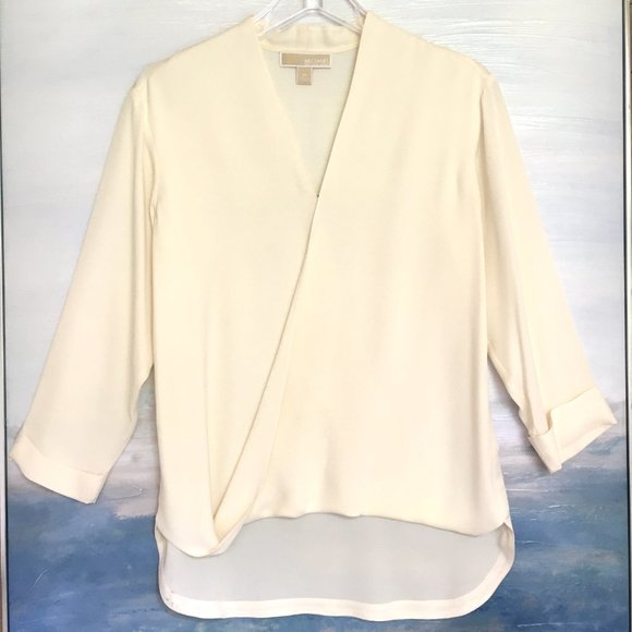 Michael Kors 100% Silk Ivory Wrap Blouse - Picture 1 of 5